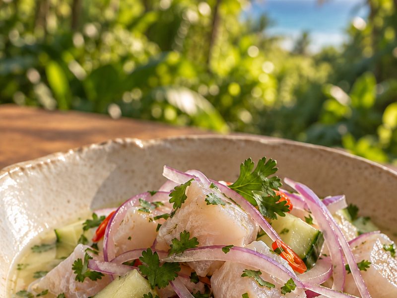 Fresh ceviche with an ocean view at Bohemia Experience