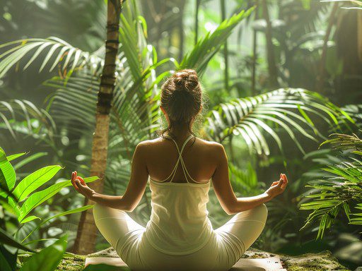 Retreat facilitator meditating in the jungle at Bohemia Experience, Santa Teresa